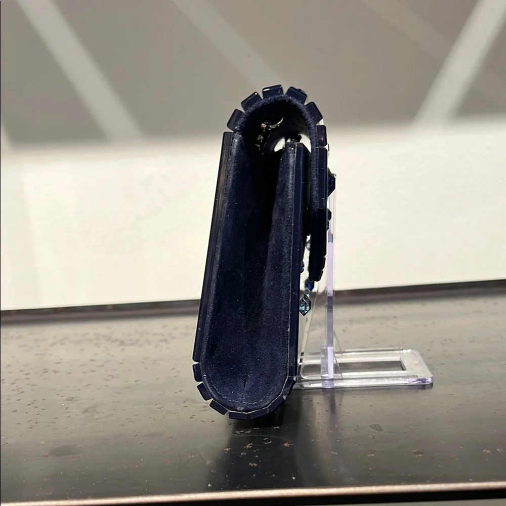 Jimmy Choo CANDY Navy Blue Clutch with Crystal Details - Picture 3 of 6